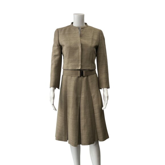 Akris Punto Beige Ribbed 2-Piece Jacket Dress Set size 8/FR 40 - Picture 1 of 12